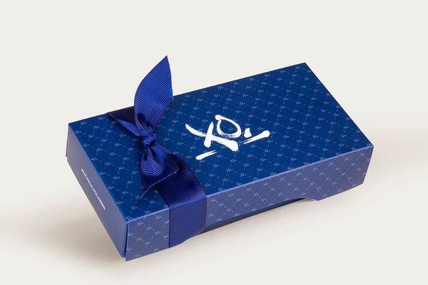 XO Chocolate Box with Blue ribbon